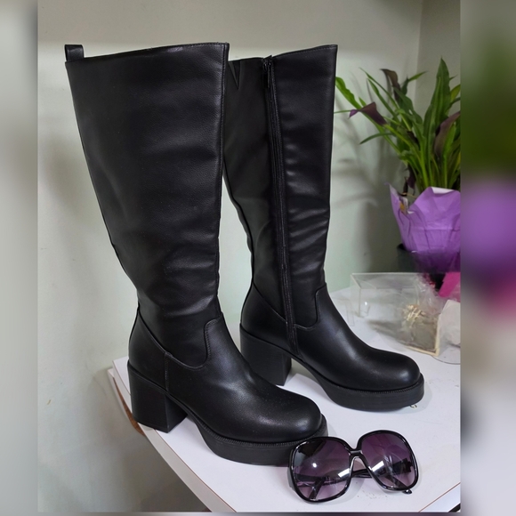 Joyce Shoes - JOYCE 26 KNEE HIGH PLATFORM BOOTS W ZIPPER & CHUNKY HEEL 8.5